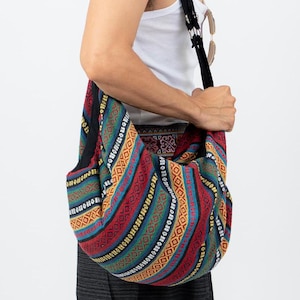 Boho shoulder bag, traveler sling bag, crossbody sling bag for men & women – Reggae Cotton Bag, backpackers bag gift, durable, comfy