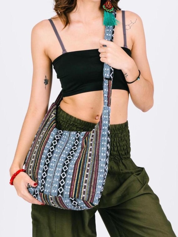 Handmade Cotton Boho Sling Bag: Ethnic Crossbody Travel Purse