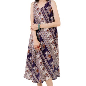 Rainbow Print Maxi Dress: Sleeveless Boho Summer Dress RSD012