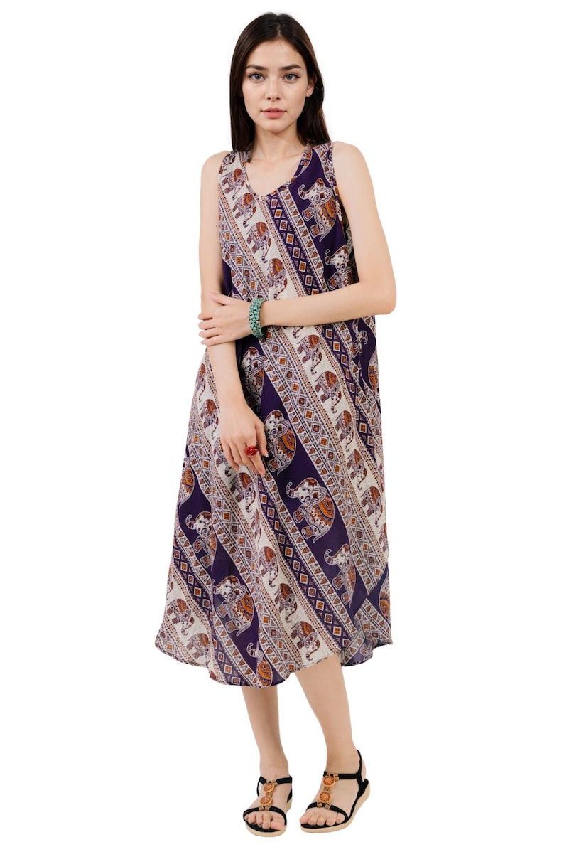 Rainbow Print Maxi Dress: Sleeveless Boho Summer Dress RSD012