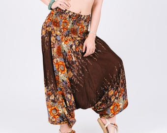Floral Harem Pants Jumpsuit: Boho Aladdin Yoga Trousers