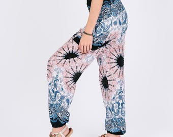 Bird Print Harem Pants: Bohemian Hippie Trousers