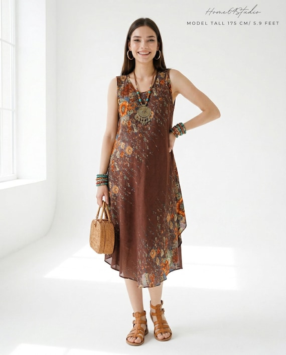 brown floral maternity dress Brown Floral Embroidered Tiered Maternity Midi Dress