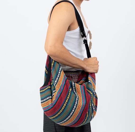 Boho Cotton Sling Bag: Colorful Hippie Crossbody Travel Bag