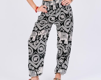 Elephant Harem Pants: Bohemian Rayon Smock Waist Trousers