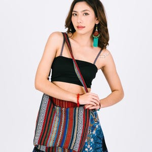 Handmade Cotton Boho Sling Bag: Ethnic Crossbody Travel Purse image 3
