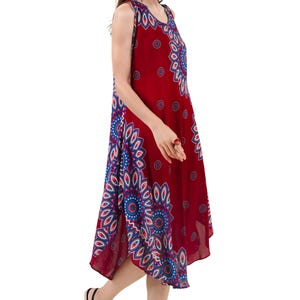 Rainbow Print Maxi Dress: Sleeveless Boho Summer Dress RSD05