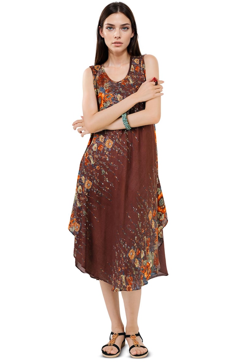 Rainbow Print Maxi Dress: Sleeveless Boho Summer Dress RSD06