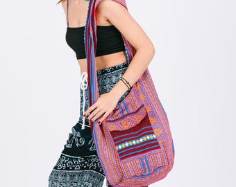 Boho Cotton Crossbody Bag: Ethnic Hippie Sling Purse