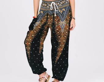 Peacock Harem Pants: Boho Rayon Trousers