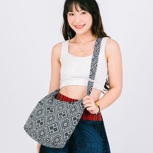 Handmade Cotton Boho Sling Bag: Ethnic Crossbody Travel Purse image 2