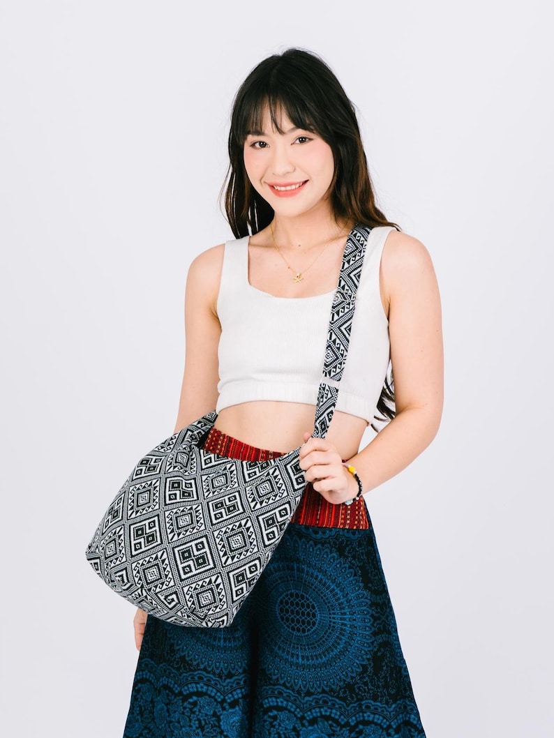 Handmade Cotton Boho Sling Bag: Ethnic Crossbody Travel Purse image 2