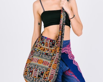 Bolsa Hobo com Estampa Tribal: Bolsa Tiracolo Boho de Algodão