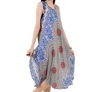 Rainbow Print Maxi Dress: Sleeveless Boho Summer Dress RSD011