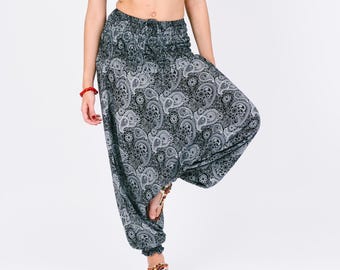 Boho Harem Pants Jumpsuit: Peacock Aladdin Trousers