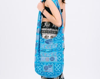 Bolsa transversal de algodão boho: bolsa tiracolo hippie étnica, bolsa para festivais