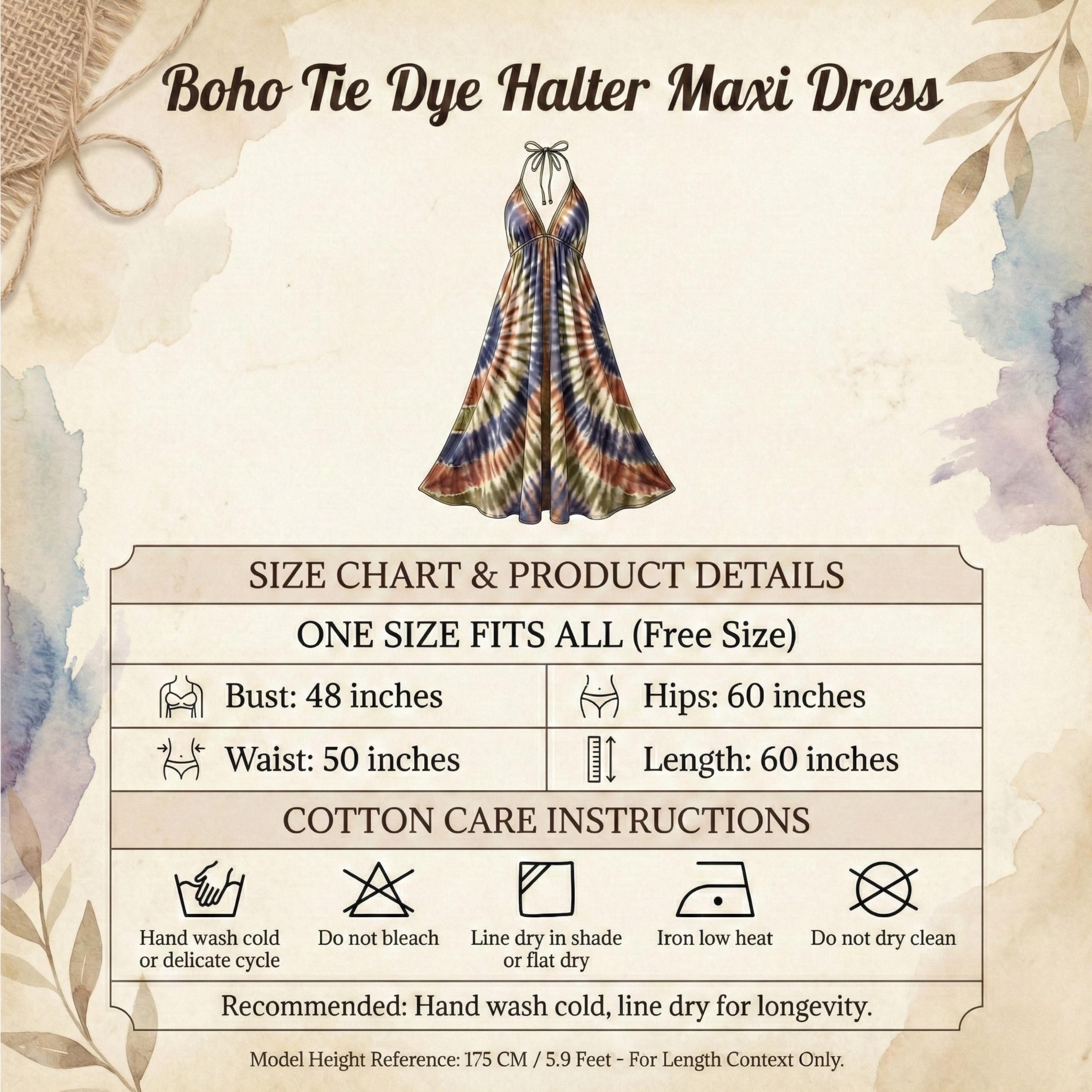 Boho Tie Dye Halter Maxi Dress: Rainbow Summer Sundress