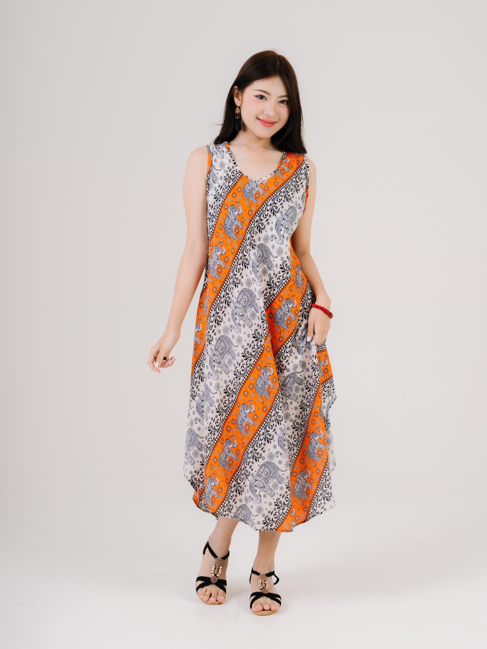 bohemian rainbow dress Boho Rainbow Color Crossback Maxi Dress, M