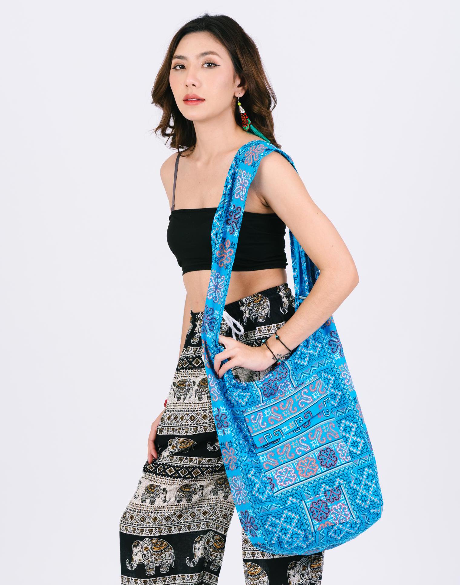 Sac Bandoulière Boho Hippie En Coton - Fait Main Au Népal - Multicolore - Neuf Sans Étiquettes
