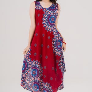 Boho Rainbow Maxi Dress for Women – Sleeveless Summer Beach Dress – Colorful Lightweight Festival Outfit Travel Wear