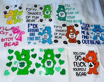 Swear Bear UVDTF Decals! Bad word bears uv DTF!