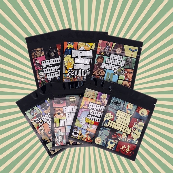 GTA MIX | Mylar Pack Calibag mit Ziplock Druckverschlussbeutel  Design Packs geruchlos Lebensmittelaufbewahrungsbeutel