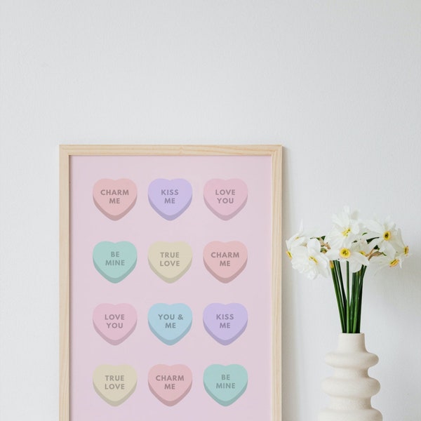 Sweetheart Impressions: Heart Candy Print for Charming Hallway Decor | Romantic Wall Art Delight | A4 | Love Heart Print | I Love You Print