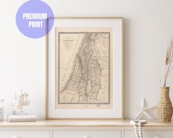 Palestine Vintage Map Poster, Jerusalem Gaza Aqsa, Islamic Wall Art, Islamic Home Decor, Wall Art Print, Palestine Poster, Boho Muslim Art