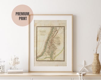 Vintage Palestine Map Art, Jerusalem Gaza Aqsa, Islamic Wall Art, Islamic Home Decor, Wall Art Print, Palestine Poster, Boho Muslim Art