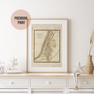 Arte do mapa da Palestina vintage, Jerusalém Gaza Aqsa, arte de parede islâmica, decoração de casa islâmica, impressão de arte de parede, pôster da Palestina, arte muçulmana Boho
