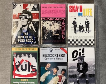 Punk Rock Cassette Tape Lot: 1980s Vintage UK Punk Rock, The Ruts, Buzzcocks, Oi, Undertones, SKA, The Damned.