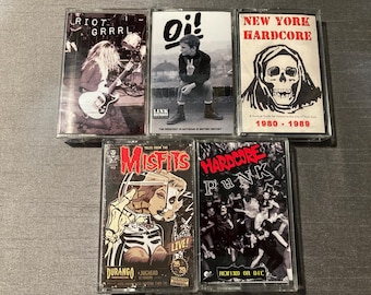 Punk Cassette Tape Lot: Misfits, Oi, Riot Grrrl, NY Hardcore, Gift 80s 90s, Punk Rock Compilation, Bad Brains, Dead Kennedys, Cro-Mags.