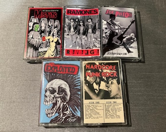 Punk Rock Cassette Tape Lot: Misfits, Sex Pistols, Exploited, Hardcore Punk, Dead Kennedys, Fugazi, retro audio punk rock gift.