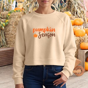 Pumpkin Season Fall Cropped Sweatshirt, Cute Autumn Sweater, Women&#39;s Fall Pullover, Warm Sweater, Comfy Sweatshirt, Women&#39;s Fall Sweater