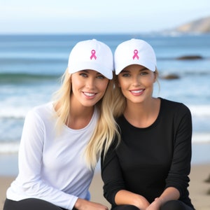 Breast Cancer Ribbon White Baseball Hat, Breast Cancer, Breast Cancer Awareness, Breast Cancer Hat, Breast Cancer Gifts, Pink Breast Cancer