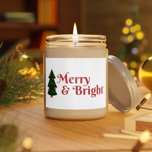 Merry & Bright Scented Candles, 9oz, Merry Christmas, XMAS Gift, Festive, Hosting, Freindmas, Cute XMAS Gift, holiday