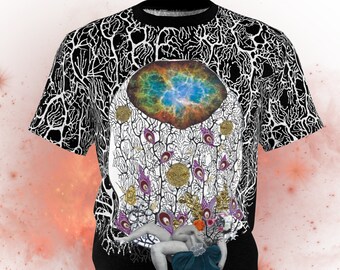 Nurture Revolution: Kali Odalisque, skin to skin, all over neural pathways, black soft Tshirt