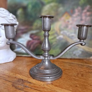 Vintage Silver Pewter Candlestick Holder, Cottage Core, Peasant Core