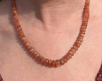 Collier Rondelle en pierre de soleil de qualité AA+ - Rang de pierres précieuses graduées, fermoir plaqué or