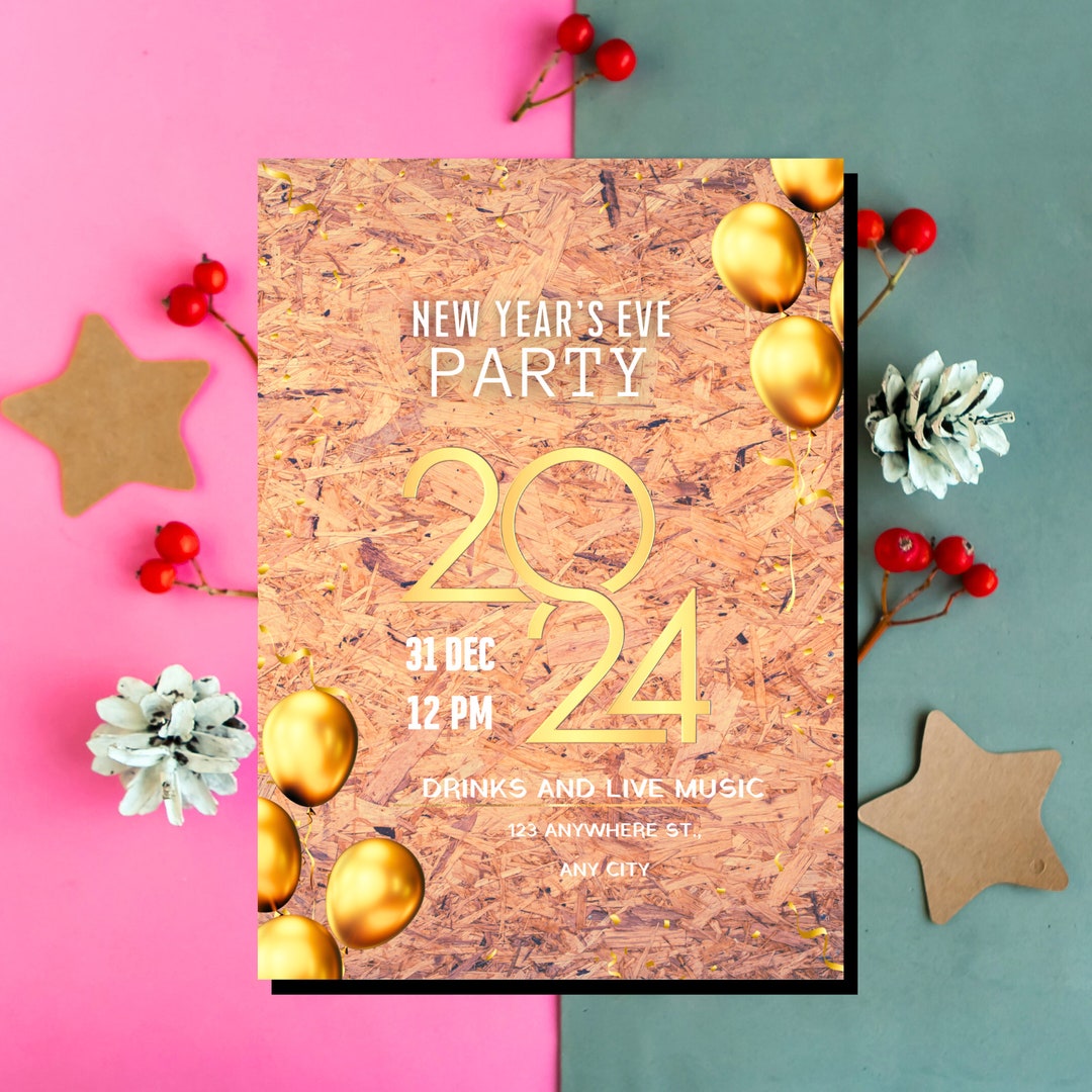 Editable New Years Eve Invitation 2024 New Years Party Etsy