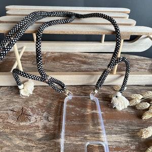 Universal cell phone chain BOHO cell phone cord made of cotton cell phone chain with gold-silver-colored carabiner cell phone chain with tassels gift for her