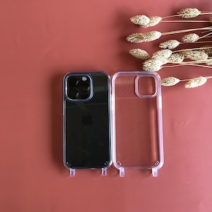 Étui transparent pour téléphone portable avec œillets intégrés, étui pour chaîne de téléphone portable TRANSPARENT, étui iPhone pour chaîne de téléphone portable avec œillets fermement intégrés