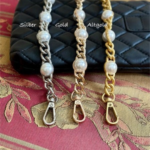 Handtasche Kette Metall Kunstperlen Clutch Kette, Legierung Metall-Schulter-Handtaschenriemen Ersatzketten Taschenzubehör, Geschenk für Sie