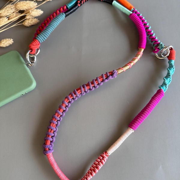 Handmade Macrame Phone Strap Set – Personalized with Pendant, Adjustable (40 cm/90 cm) For Phone, Wallet, Camera Boho Gift for Her