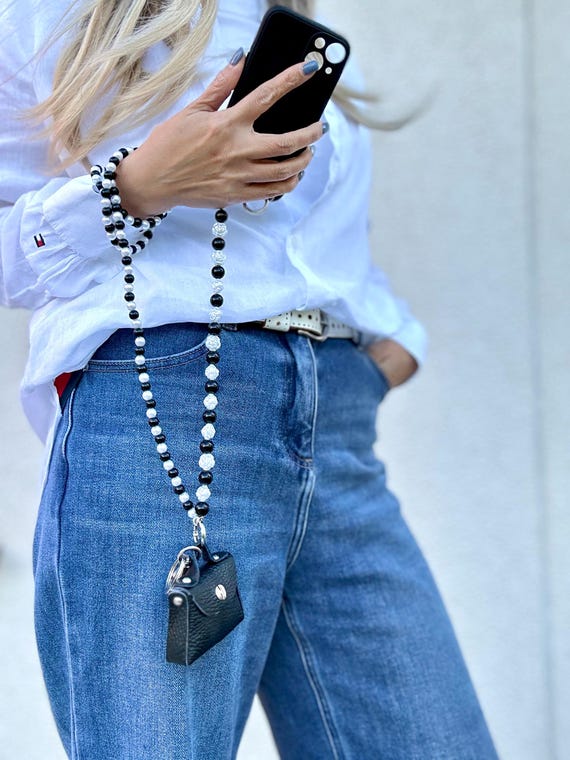 Mobile Phone Chain With Beads Necklace Wristlet Key Chain - Main Image