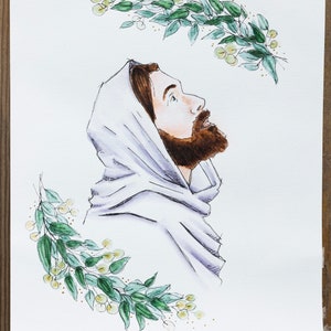 Original auf Bestellung angefertigte Aquarell Illustrationen von Christus
