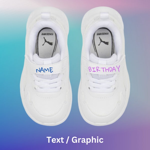 Babyschuhe personalisiert - weiße oder schwarze Sneaker - Individualdruck mit Namen und Geburtstag - Logos und Bilder - ideal als Geschenk
