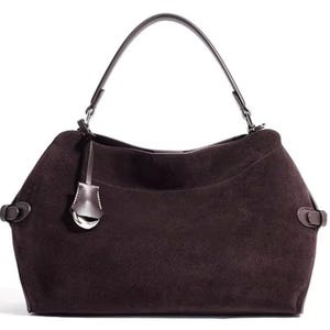 Bolso de piel de ante, bolso de mano de ante, nuevo bolso de mano de piel de vacuno de ante para mujer, moda informal, cuero genuino de alta calidad, bolso de mujer de gran capacidad