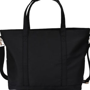 Große Schwarze Nylon Einkaufstasche: Reiseschultertasche mit verstellbarem Riemen