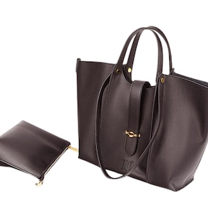 Große Ledertasche für Damen mit Schnallenverschluss - Tragetasche mit oberem Griff in großer Größe, Lederhandtasche, Damenhandtasche für die Arbeit